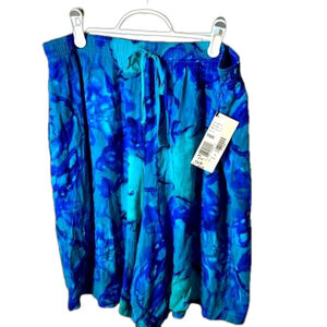 Koret teal and blue pattern pull on shorts NWT size large
